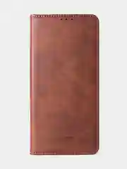 Коричневый чехол-книжка для Xiaomi Redmi Note 13 Pro (4G) / Poco M6 Pro 4G из высококачественной кожи