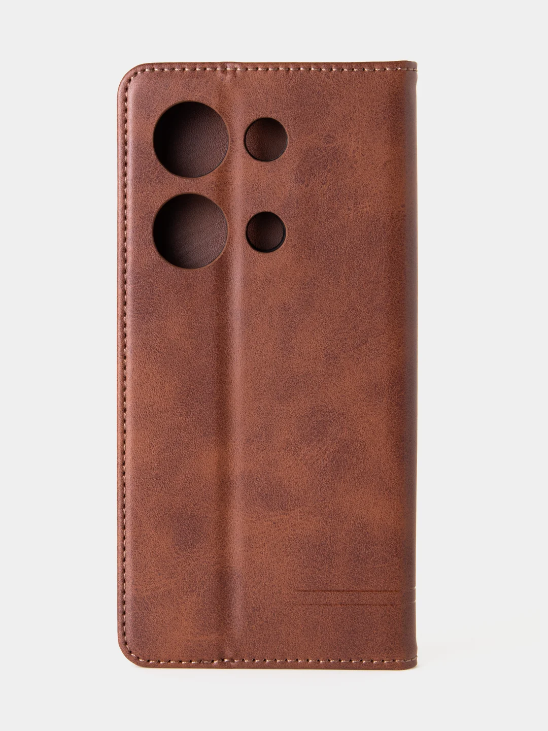 Коричневый чехол-книжка для Xiaomi Redmi Note 13 Pro (4G) / Poco M6 Pro 4G из высококачественной кожи
