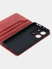 Красный чехол-книжка для Xiaomi Redmi Note 13 Pro (4G) / Poco M6 Pro 4G из высококачественной кожи