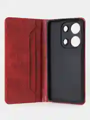 Красный чехол-книжка для Xiaomi Redmi Note 13 Pro (4G) / Poco M6 Pro 4G из высококачественной кожи