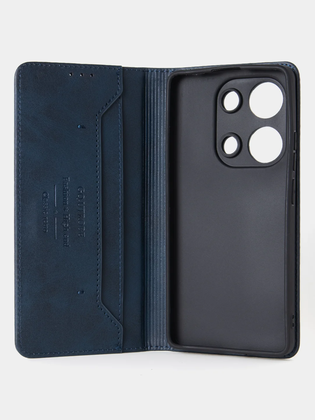 Синий чехол-книжка для Xiaomi Redmi Note 13 Pro (4G) / Poco M6 Pro 4G из высококачественной кожи