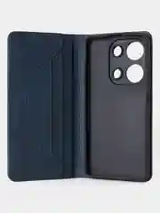 Синий чехол-книжка для Xiaomi Redmi Note 13 Pro (4G) / Poco M6 Pro 4G из высококачественной кожи