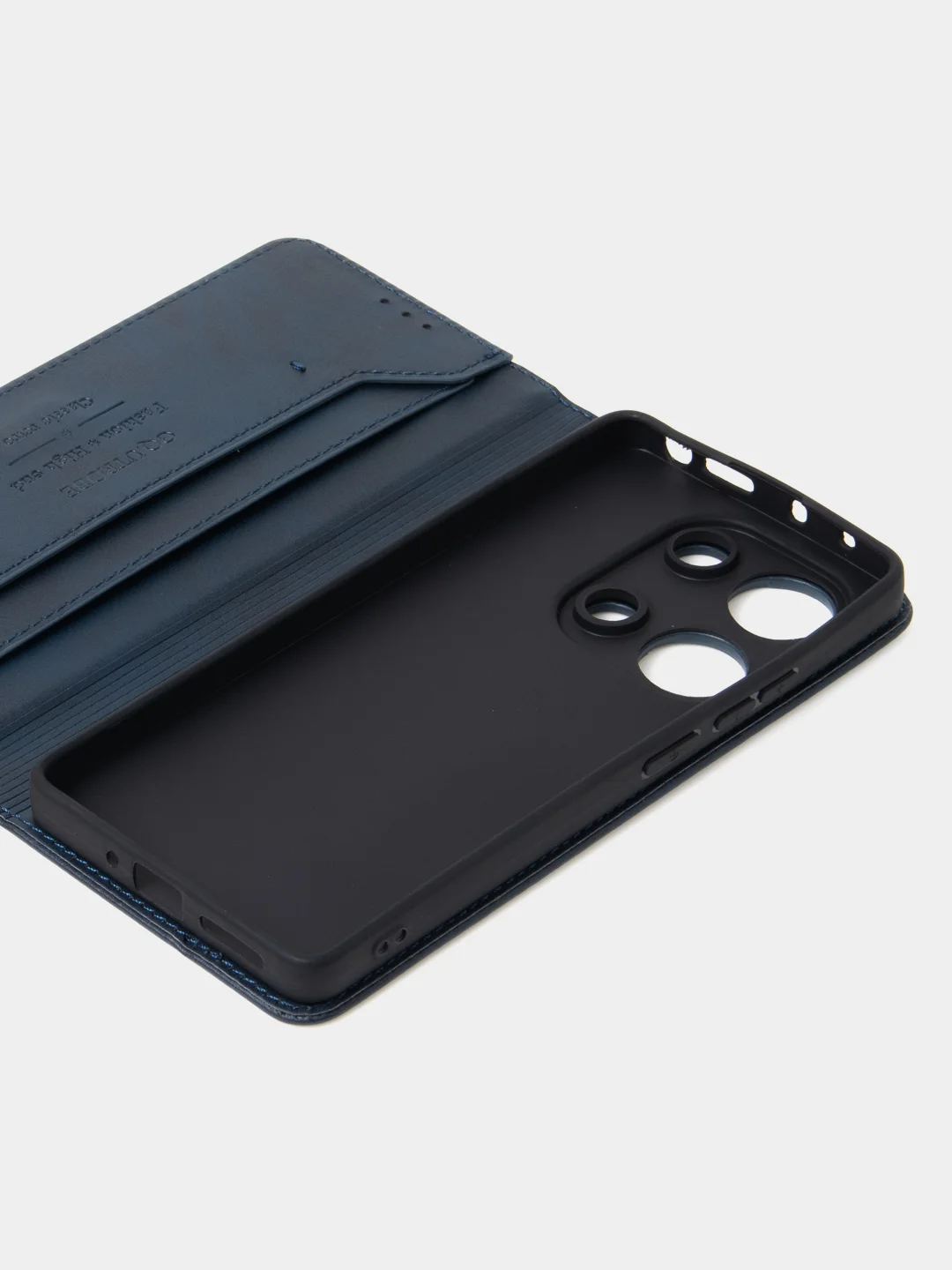 Синий чехол-книжка для Xiaomi Redmi Note 13 Pro (4G) / Poco M6 Pro 4G из высококачественной кожи