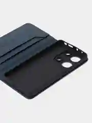 Синий чехол-книжка для Xiaomi Redmi Note 13 Pro (4G) / Poco M6 Pro 4G из высококачественной кожи