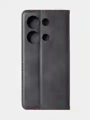 Угольный чехол-книжка для Xiaomi Redmi Note 13 Pro (4G) / Poco M6 Pro 4G из высококачественной кожи