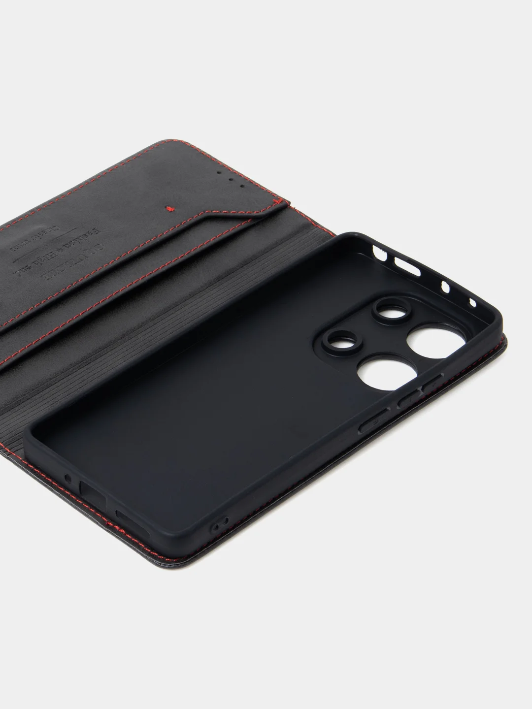 Угольный чехол-книжка для Xiaomi Redmi Note 13 Pro (4G) / Poco M6 Pro 4G из высококачественной кожи