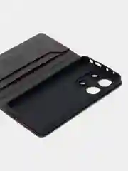 Угольный чехол-книжка для Xiaomi Redmi Note 13 Pro (4G) / Poco M6 Pro 4G из высококачественной кожи