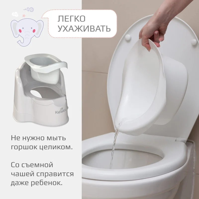 Серый горшок детский Kidwick "Королевский", с крышкой и съемной чашей