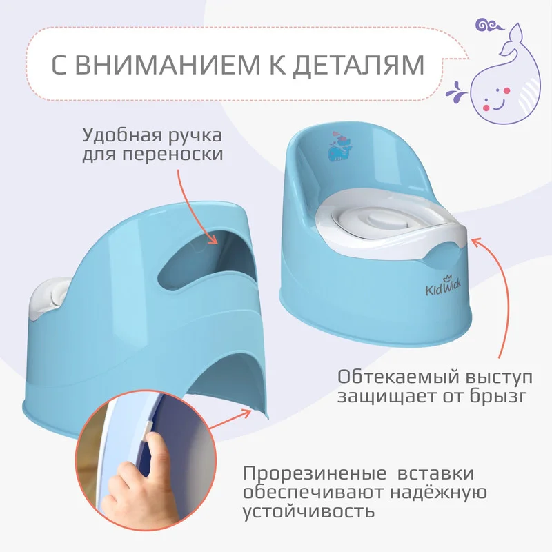 Голубой горшок детский Kidwick "Гранд", с крышкой