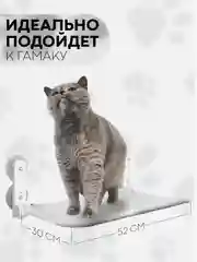 Серый подвесной гамак-лежанка, КАРТОФАН, полка на присосках для котов, кошек, на окно + чехол