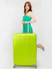Лайм чемодан дорожный, на колесах, с кодовым замком, пластиковый