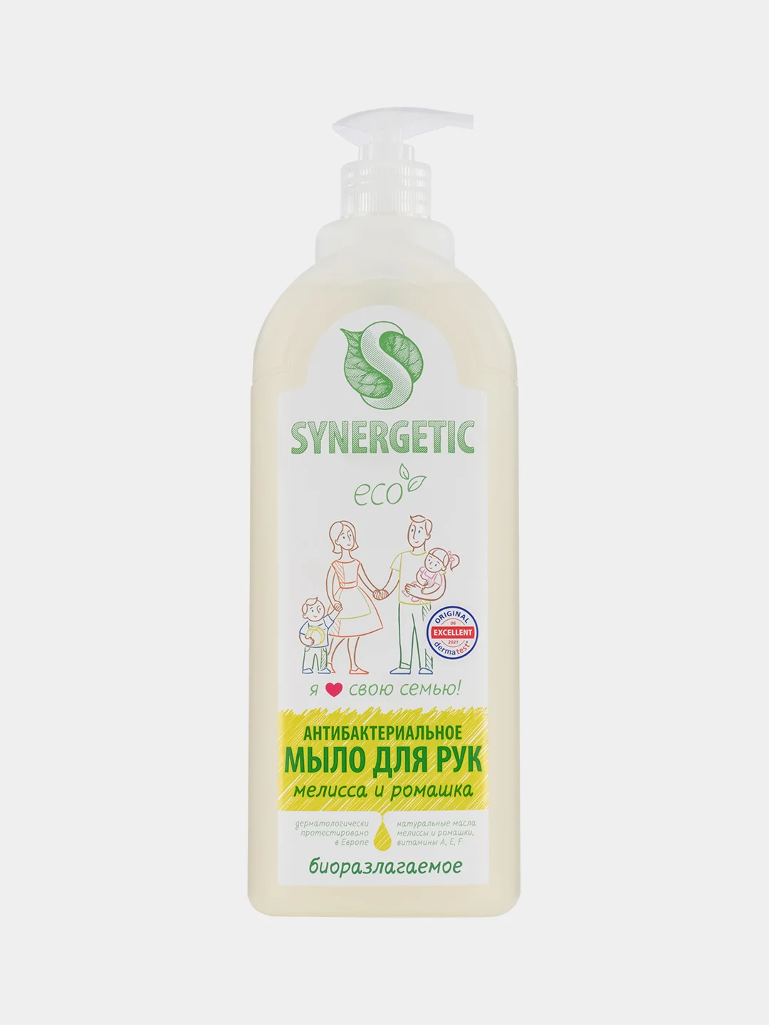 Мыло жидкое для рук SYNERGETIC "Мелисса и ромашка", антибактериальное, 1 л