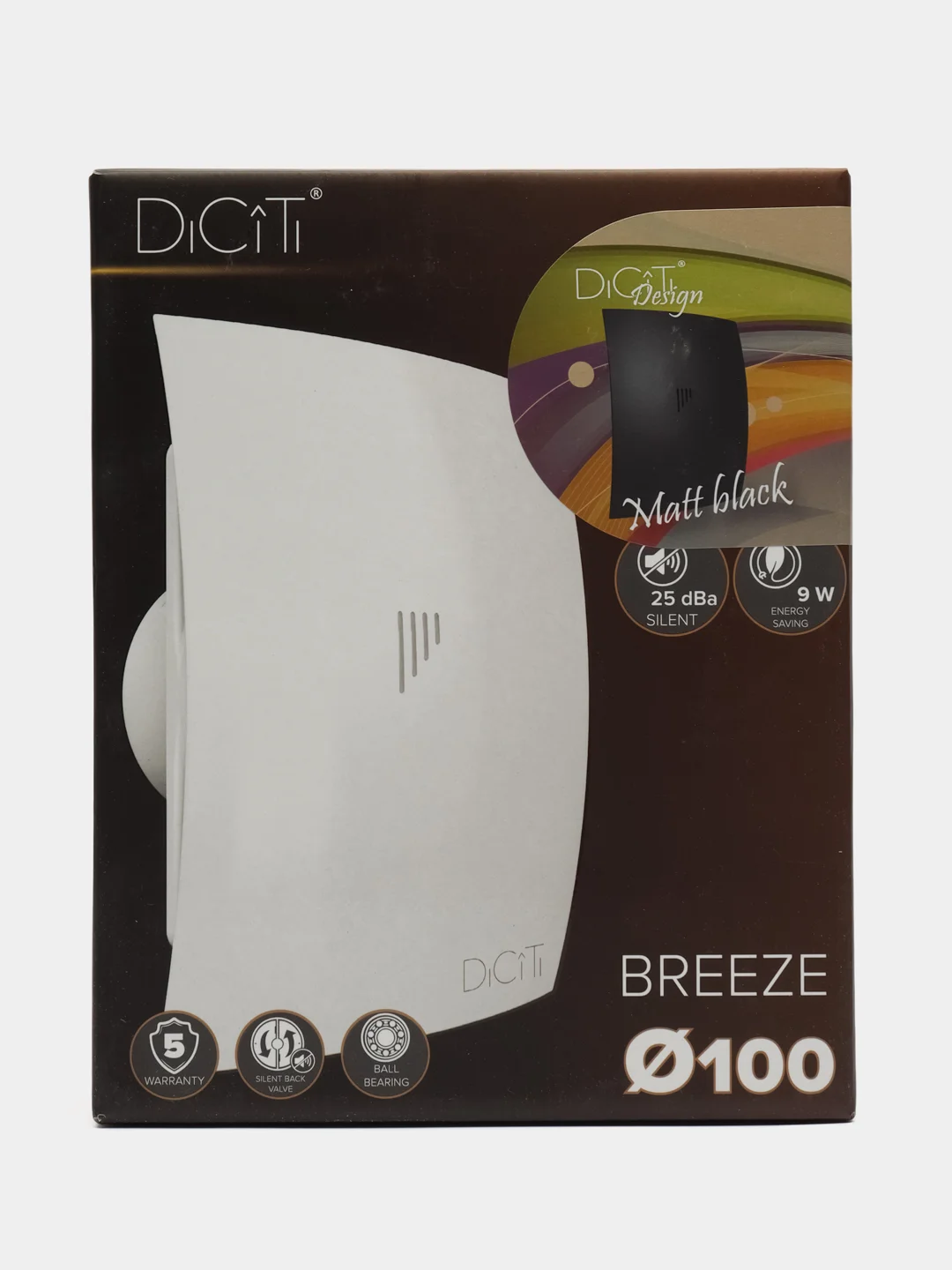 Вытяжной вентилятор 100 бесшумный с клапаном черный в кухню ванную BREEZE 4C Matt black