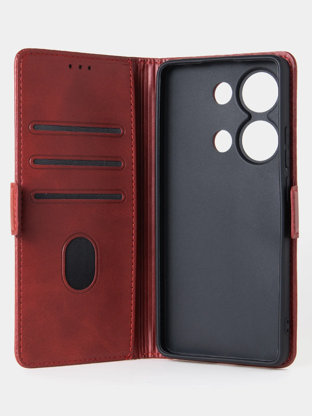 Алый чехол-книжка для Xiaomi Redmi Note 13 Pro (4G) / Poco M6 Pro 4G из высококачественной кожи
