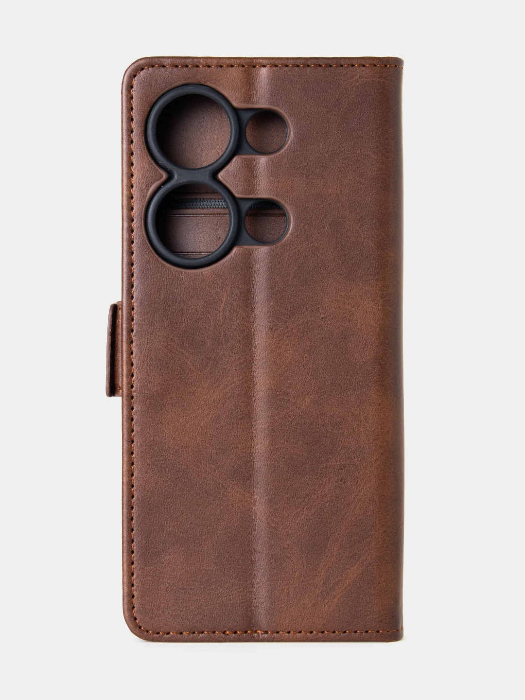 Терракотовый чехол-книжка для Xiaomi Redmi Note 13 Pro (4G) / Poco M6 Pro 4G из высококачественной кожи