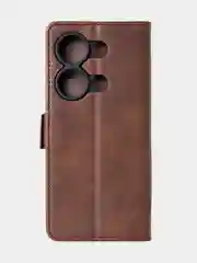 Терракотовый чехол-книжка для Xiaomi Redmi Note 13 Pro (4G) / Poco M6 Pro 4G из высококачественной кожи