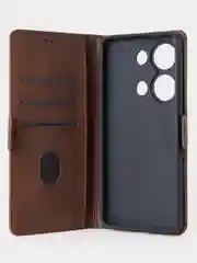 Терракотовый чехол-книжка для Xiaomi Redmi Note 13 Pro (4G) / Poco M6 Pro 4G из высококачественной кожи