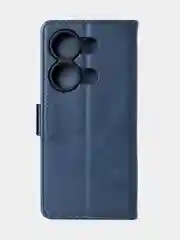 Темно-синий чехол-книжка для Xiaomi Redmi Note 13 Pro (4G) / Poco M6 Pro 4G из высококачественной кожи