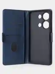 Темно-синий чехол-книжка для Xiaomi Redmi Note 13 Pro (4G) / Poco M6 Pro 4G из высококачественной кожи