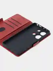 Алый чехол-книжка для Xiaomi Redmi Note 13 Pro (4G) / Poco M6 Pro 4G из высококачественной кожи