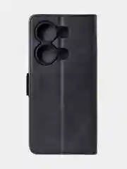 Угольный чехол-книжка для Xiaomi Redmi Note 13 Pro (4G) / Poco M6 Pro 4G из высококачественной кожи
