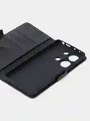 Угольный чехол-книжка для Xiaomi Redmi Note 13 Pro (4G) / Poco M6 Pro 4G из высококачественной кожи