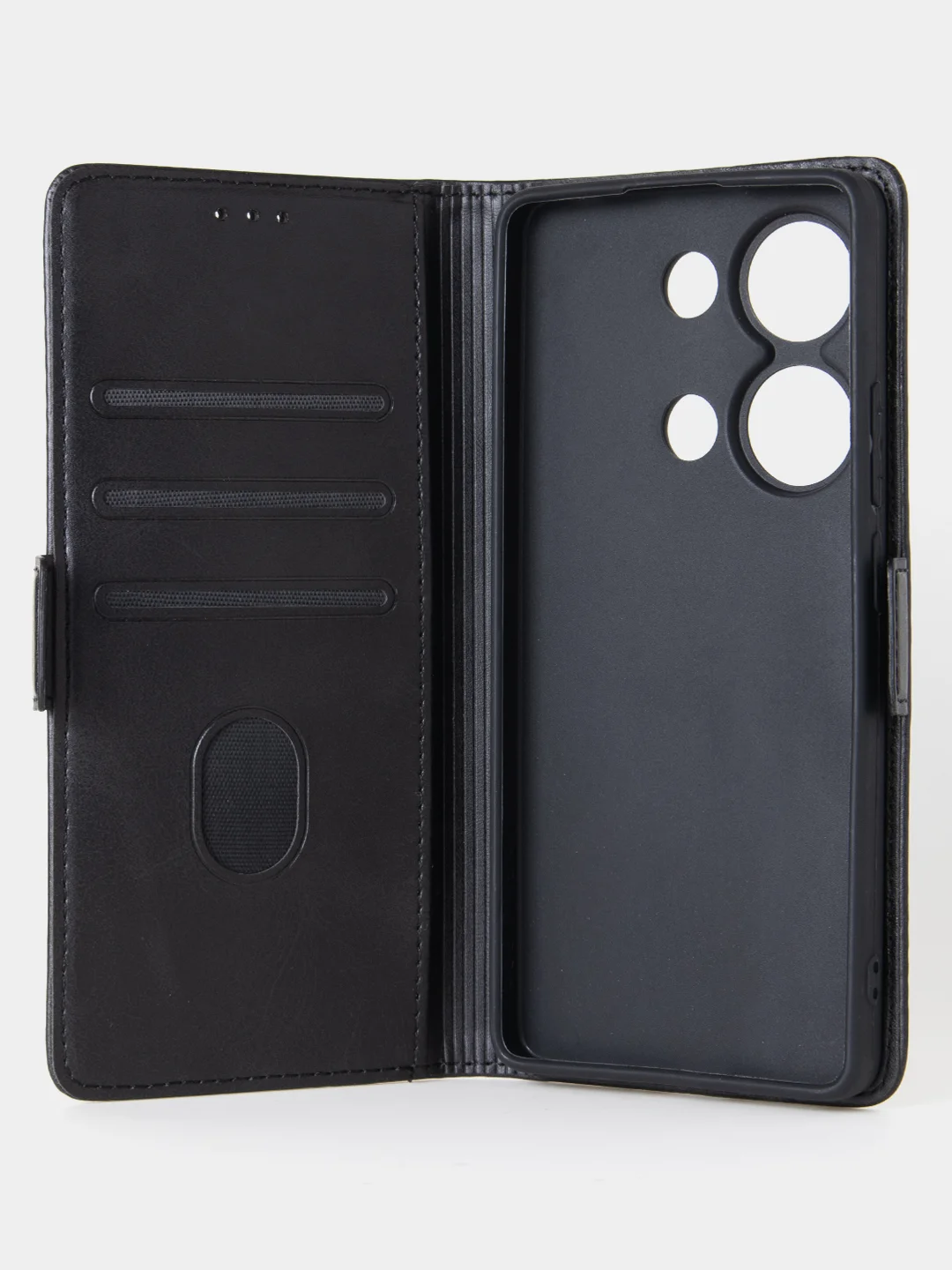 Угольный чехол-книжка для Xiaomi Redmi Note 13 Pro (4G) / Poco M6 Pro 4G из высококачественной кожи