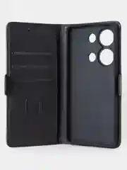 Угольный чехол-книжка для Xiaomi Redmi Note 13 Pro (4G) / Poco M6 Pro 4G из высококачественной кожи