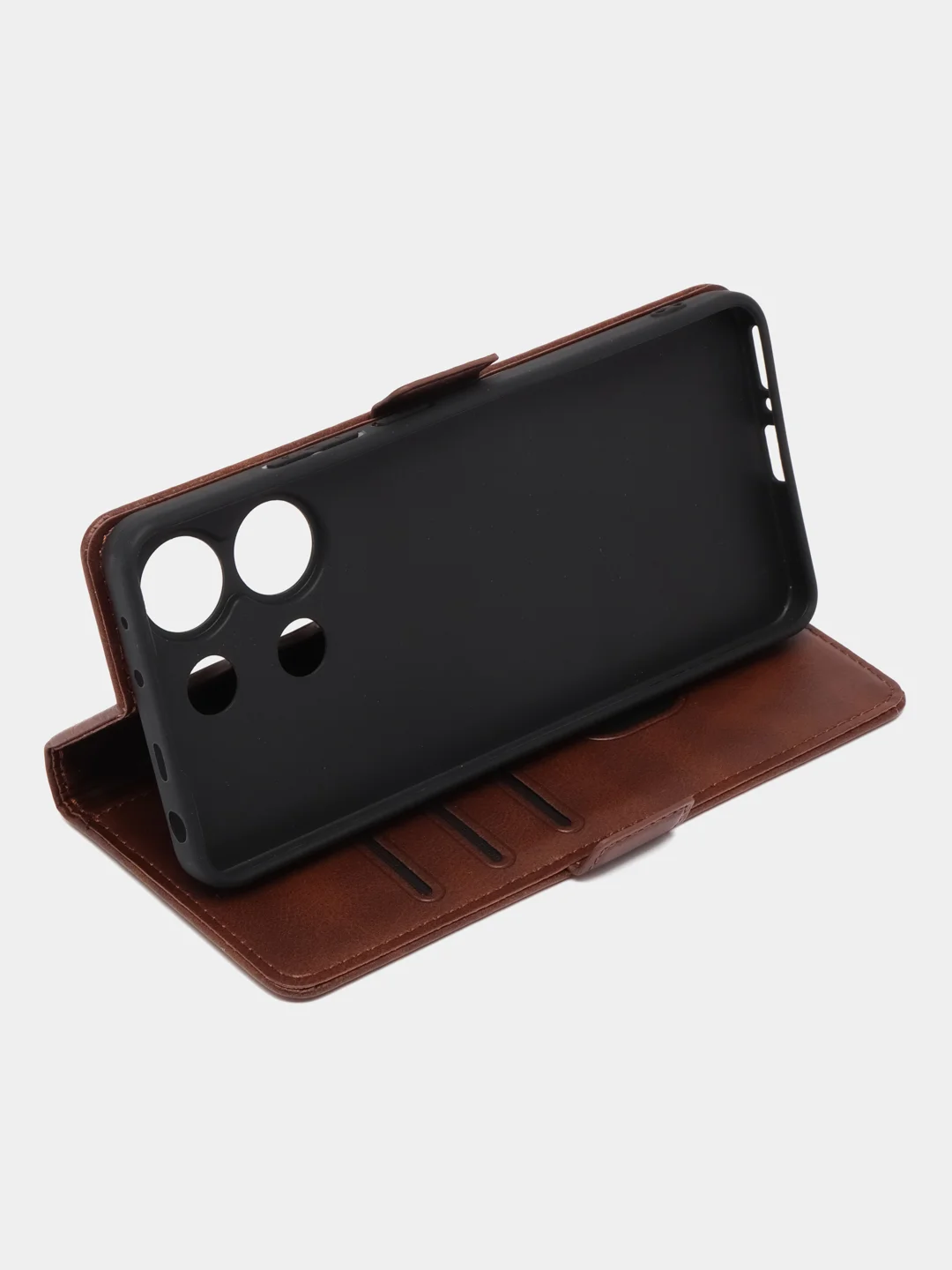 Коричневый чехол-книжка для Redmi Note 13 4G (Редми Ноут 13 ) с боковым магнитом