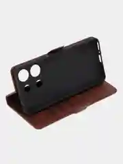 Коричневый чехол-книжка для Redmi Note 13 4G (Редми Ноут 13 ) с боковым магнитом