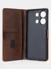 Терракотовый чехол-книжка для Xiaomi Redmi Note 13 (4G) из высококачественной искусственной кожи