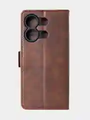 Терракотовый чехол-книжка для Xiaomi Redmi Note 13 (4G) из высококачественной искусственной кожи