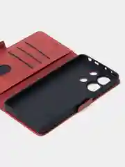 Алый чехол-книжка для Xiaomi Redmi Note 13 (4G) из высококачественной искусственной кожи