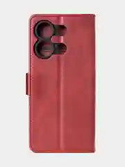 Алый чехол-книжка для Xiaomi Redmi Note 13 (4G) из высококачественной искусственной кожи