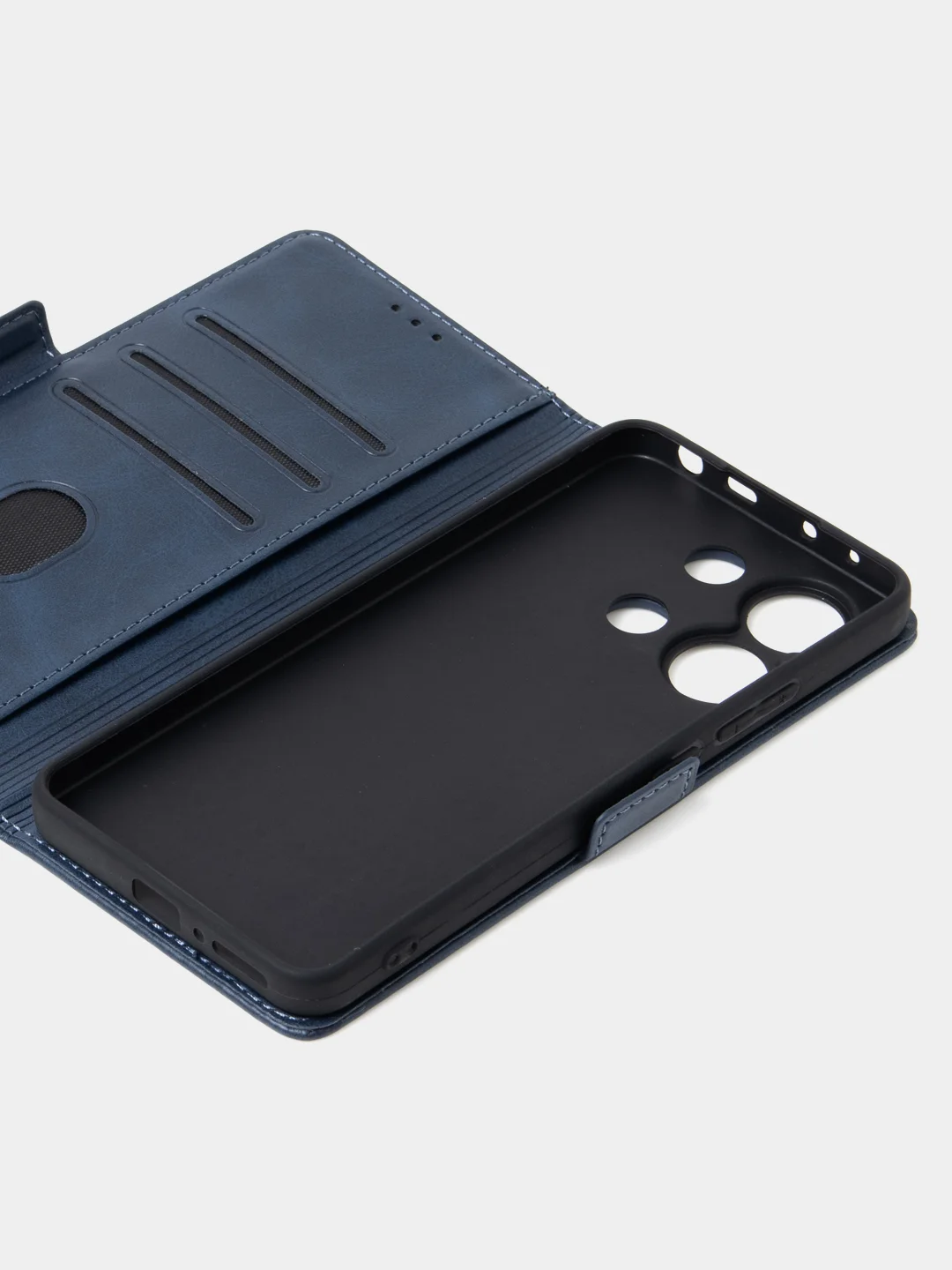 Темно-синий чехол-книжка для Xiaomi Redmi Note 13 (4G) из высококачественной искусственной кожи
