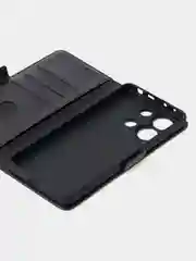 Угольный чехол-книжка для Xiaomi Redmi Note 13 (4G) из высококачественной искусственной кожи
