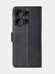 Угольный чехол-книжка для Xiaomi Redmi Note 13 (4G) из высококачественной искусственной кожи