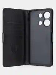 Угольный чехол-книжка для Xiaomi Redmi Note 13 (4G) из высококачественной искусственной кожи