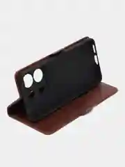 Коричневый чехол-книжка для Xiaomi Poco X6 (Сяоми Поко Х6) с боковым магнитом