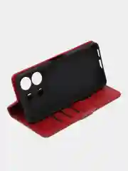 Красный чехол-книжка для Xiaomi Poco X6 (Сяоми Поко Х6) с боковым магнитом
