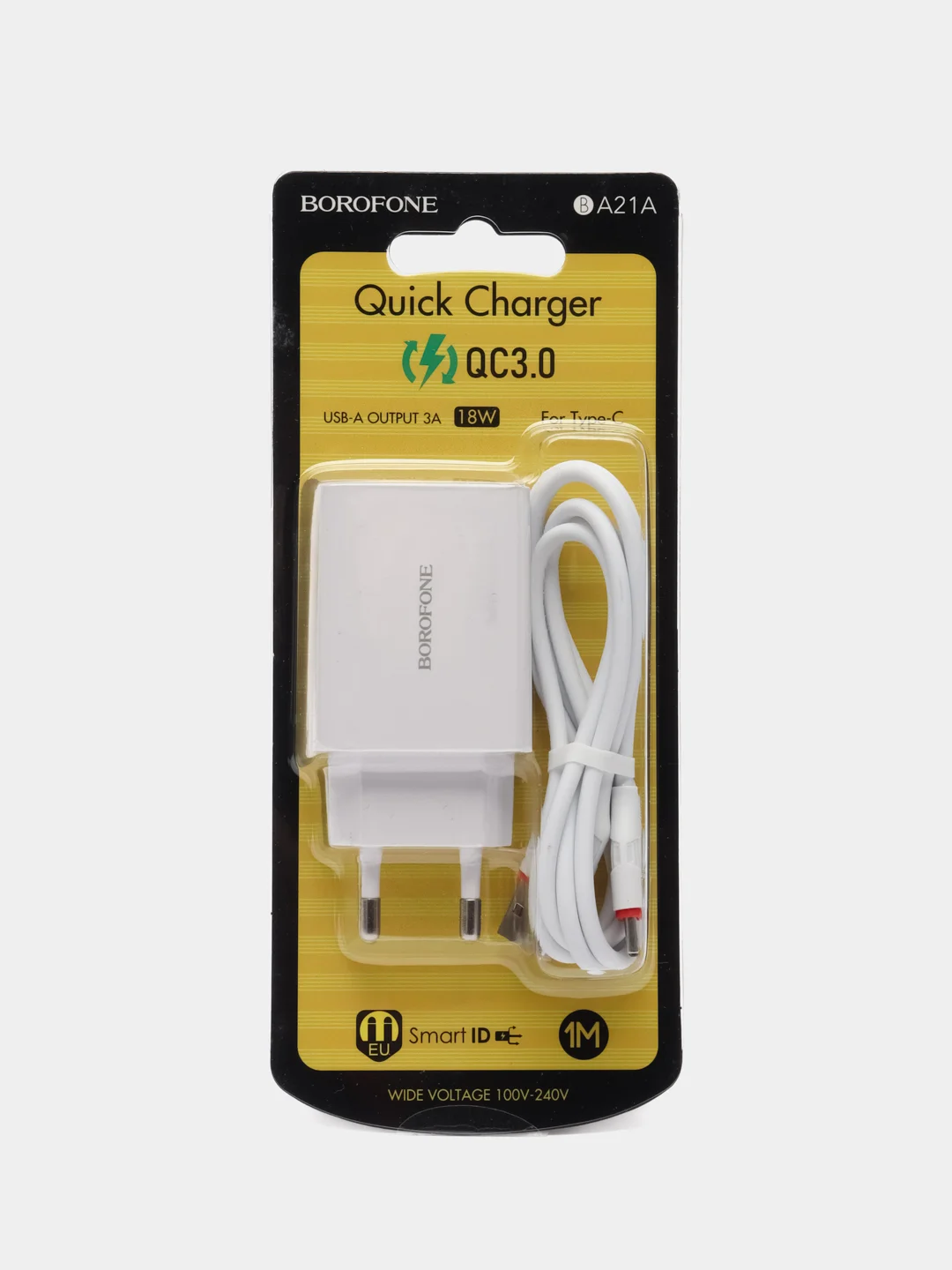 Быстрая зарядка для телефона QC 3.0 Borofone 21A с кабелем тайп си Type-C