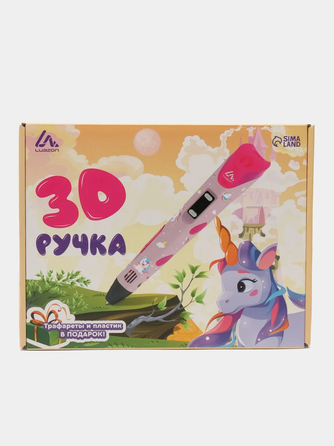 3D ручка Luazon Unicorn, дисплей, работа с пластиком ABS и PLA, пластик в комплекте