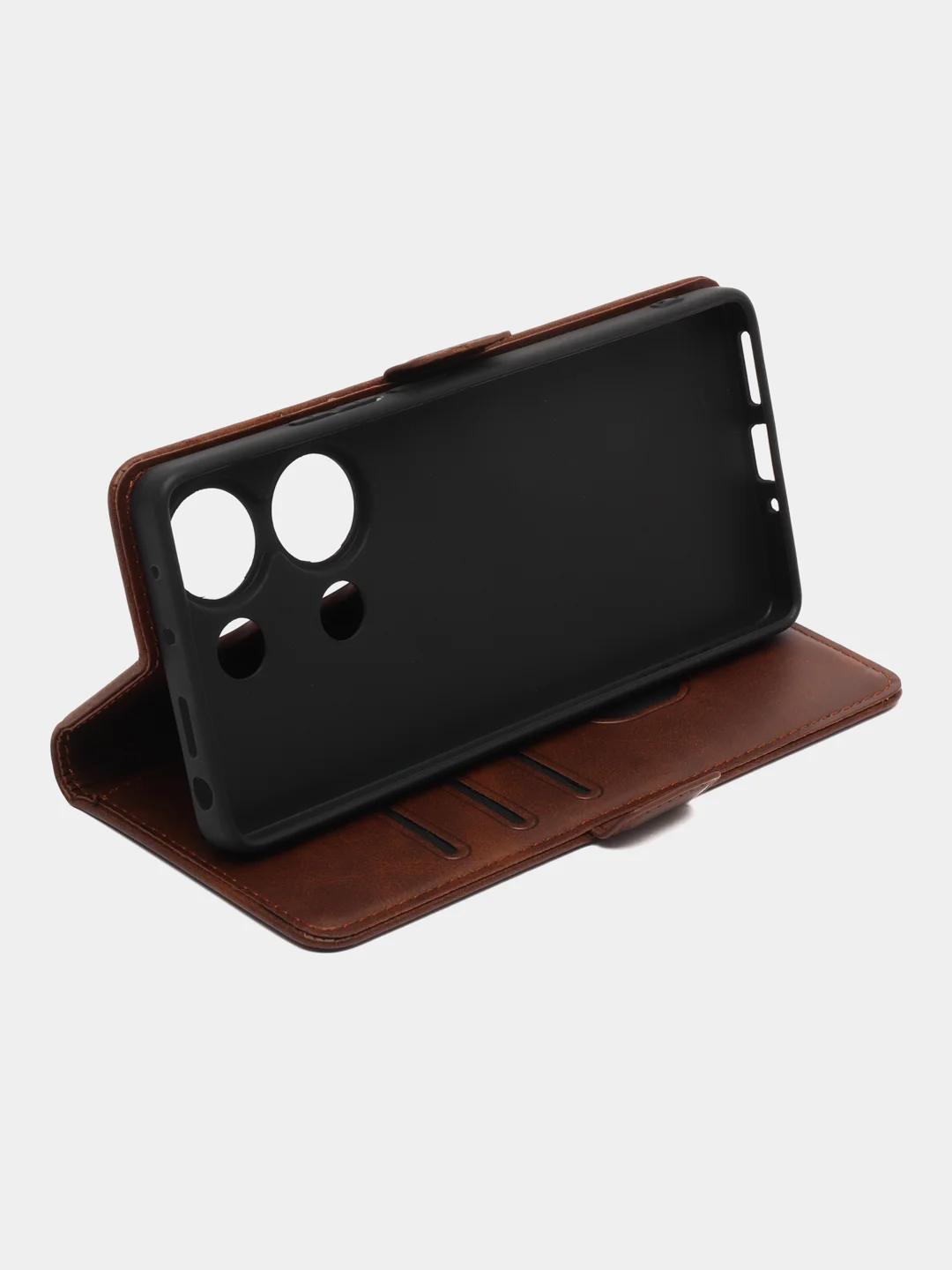 Коричневый чехол-книжка для Redmi Note 13 Pro 4G (Редми Ноут 13 Про) с боковым магнитом