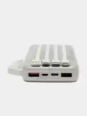 Белый power Bank с быстрой зарядкой, со встроенными кабелями, Lightning, Type-C