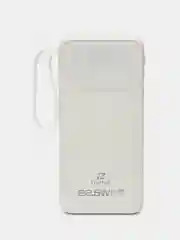 Белый power Bank с быстрой зарядкой, со встроенными кабелями, Lightning, Type-C