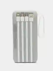 Белый power Bank с быстрой зарядкой, со встроенными кабелями, Lightning, Type-C
