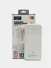 Белый power Bank с быстрой зарядкой, со встроенными кабелями, Lightning, Type-C
