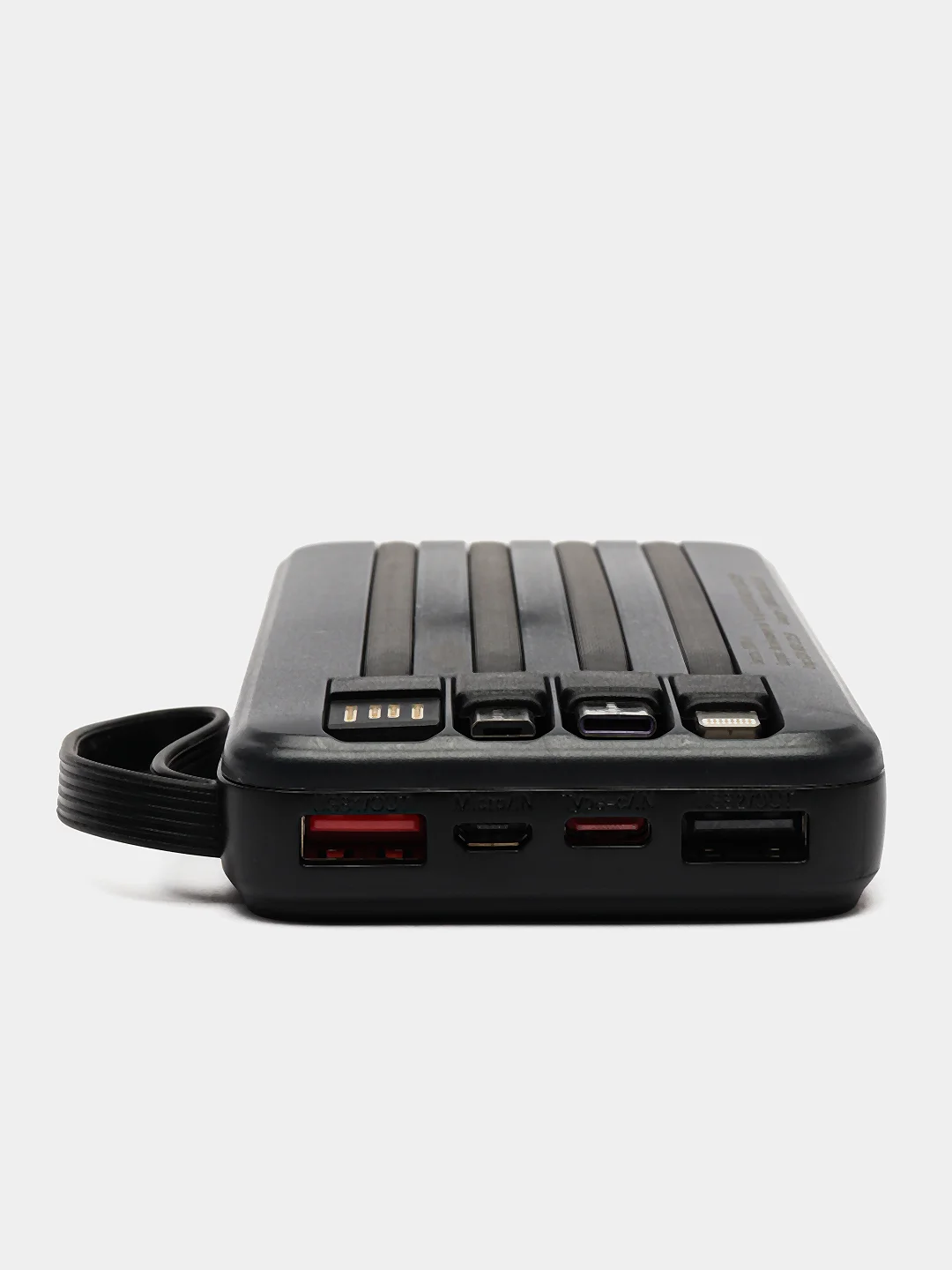 Белый power Bank с быстрой зарядкой, со встроенными кабелями, Lightning, Type-C