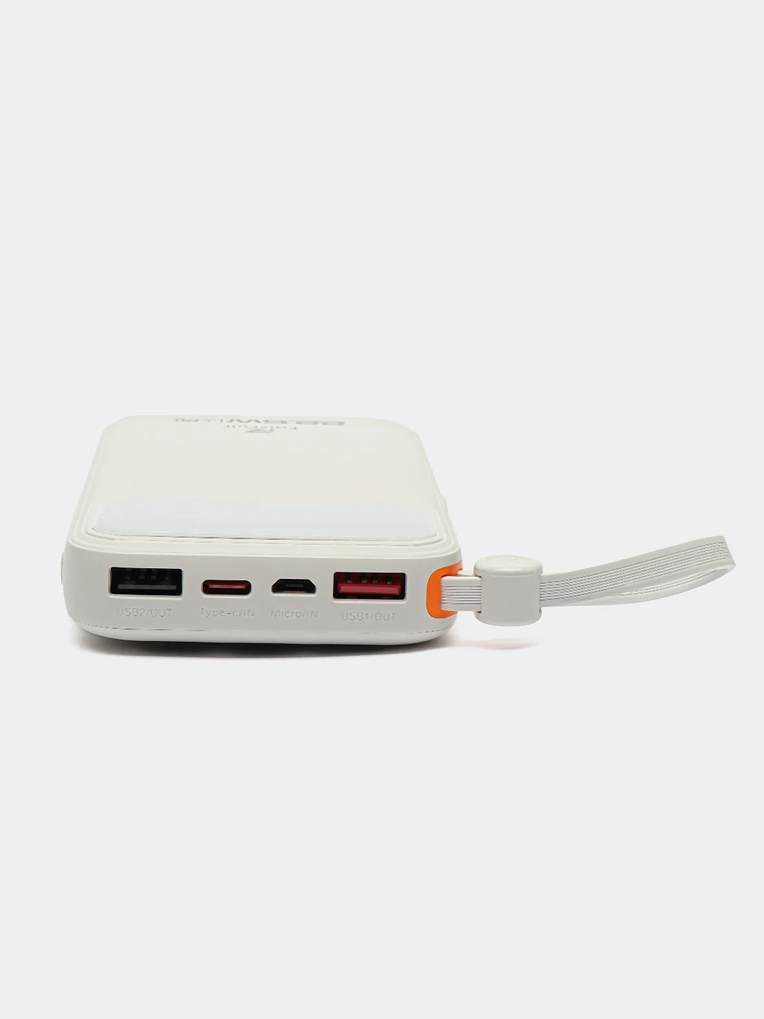 Белый power Bank с быстрой зарядкой, со встроенными кабелями, Lightning, Type-C