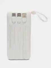 Белый power Bank с быстрой зарядкой, со встроенными кабелями, Lightning, Type-C